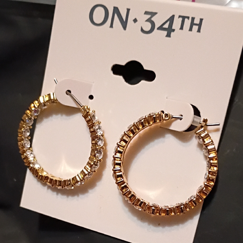 Macy's ON 34th Gold Bling Hoop Earrings NWT